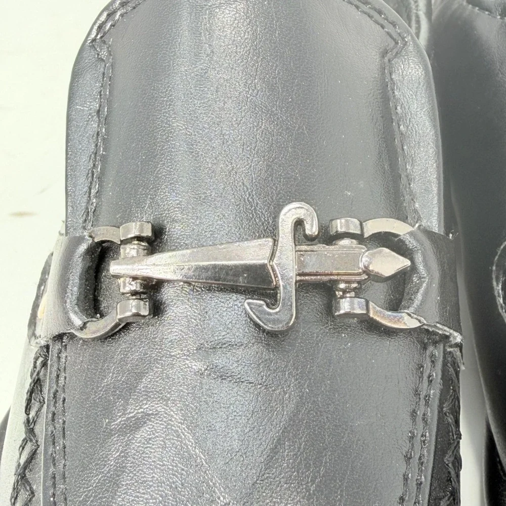 BB&W Classic Kids Black Square Toe Bit Loafer Dress Shoes M1735 Size 12/13